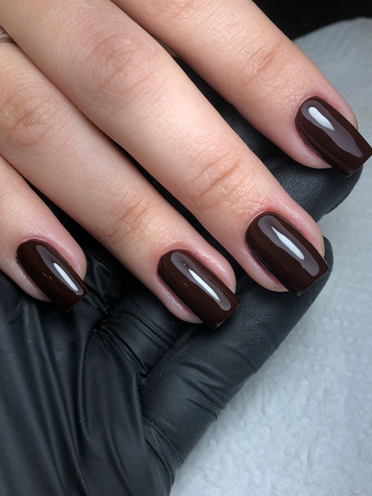 Unhas Quadradas Marrom Café